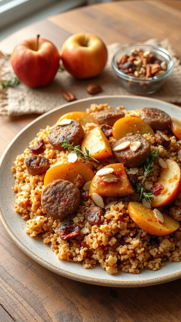 nutty savory apple quinoa bake