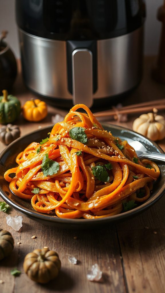 perfectly cooked pumpkin noodles