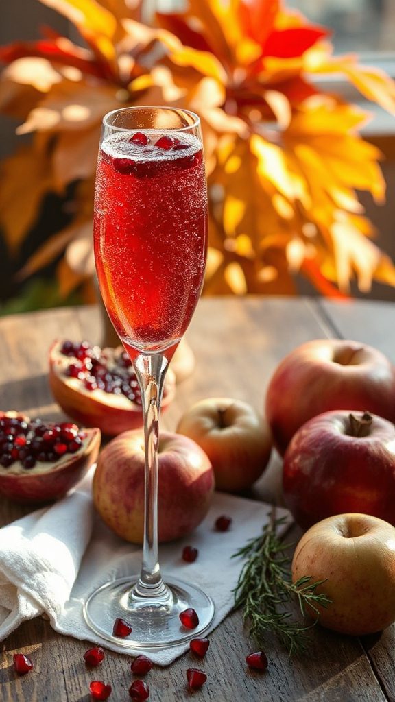 pomegranate apple cider mimosa