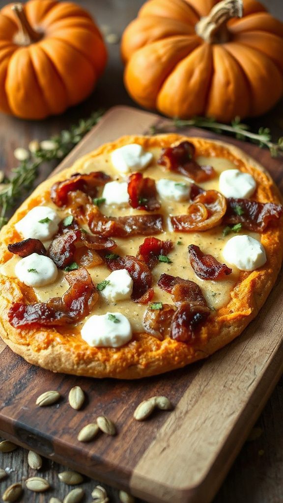 pumpkin alfredo flatbread delight