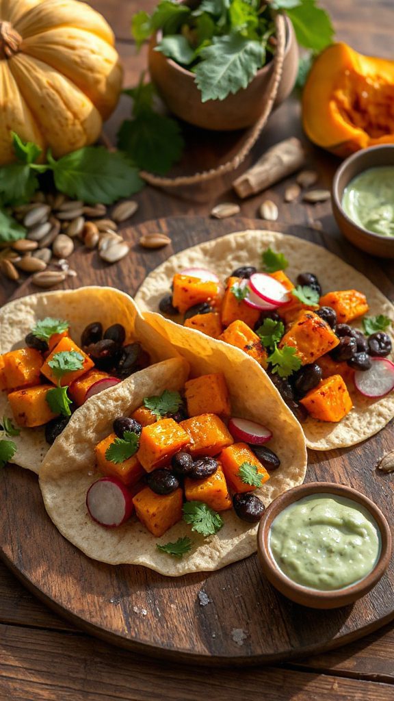 pumpkin and black bean tacos