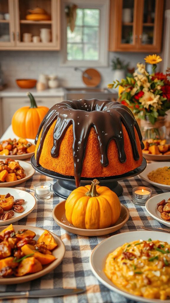 pumpkin and chocolate bundt