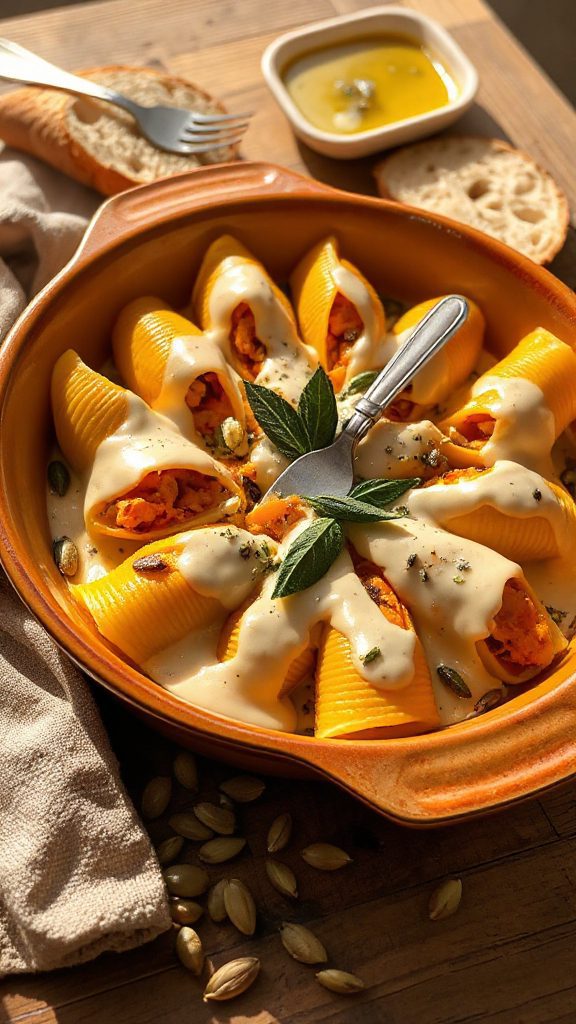 pumpkin and feta shells