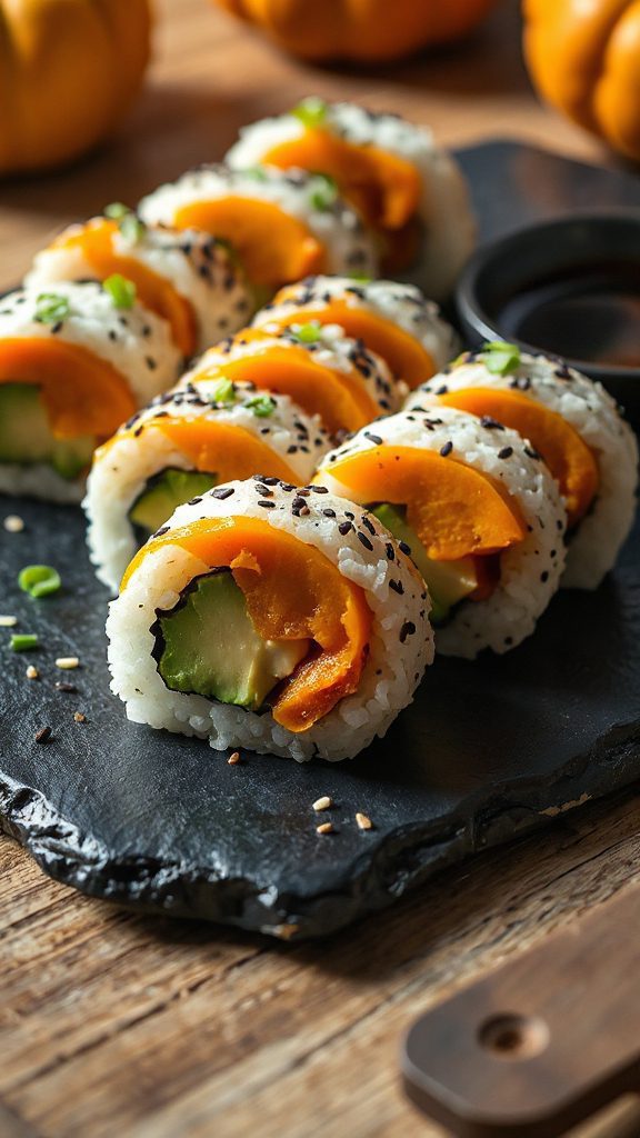 pumpkin avocado sushi roll