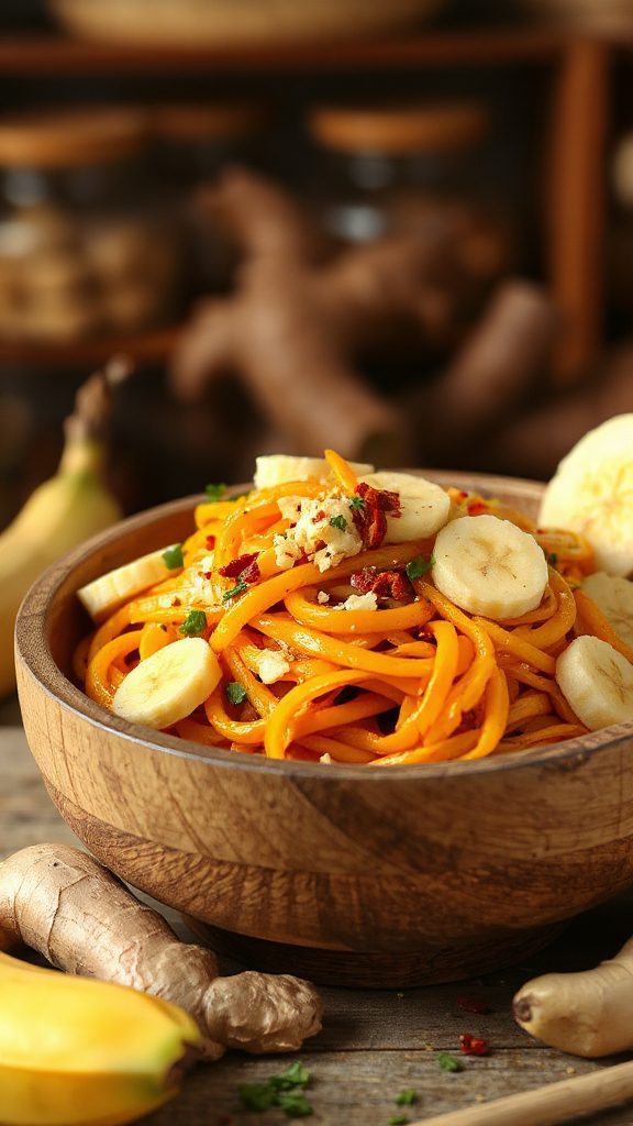 pumpkin banana ginger stir fry