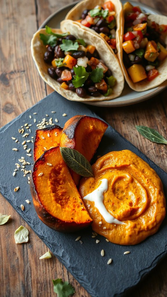 pumpkin black bean tacos