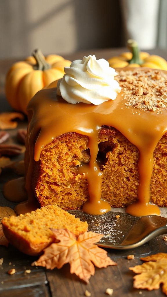 pumpkin caramel poke cake