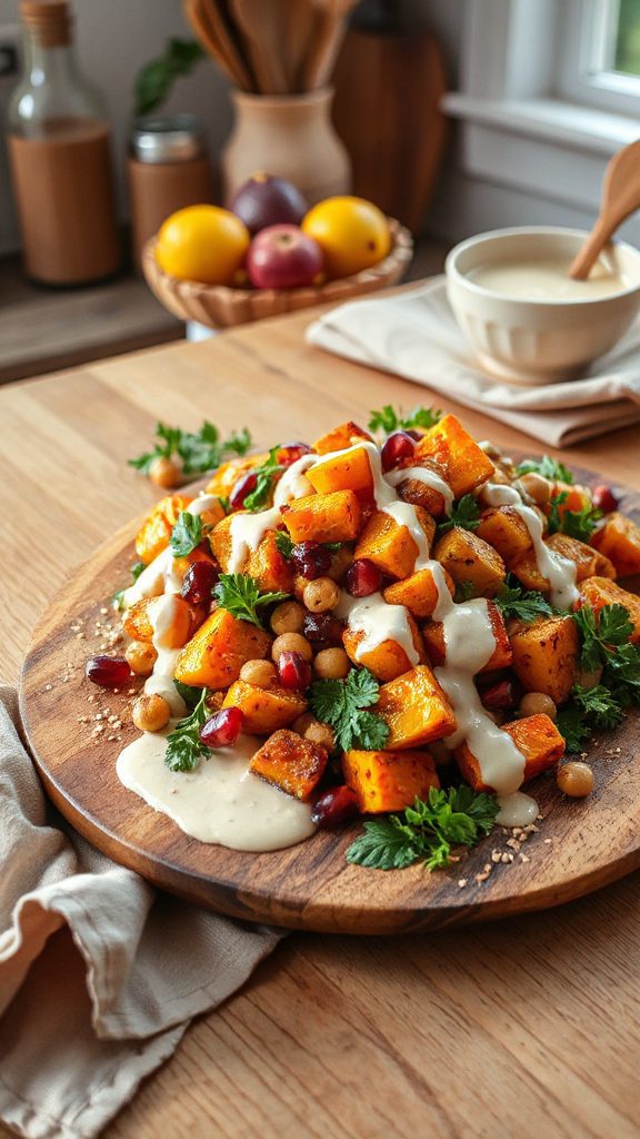 pumpkin chickpea tahini salad