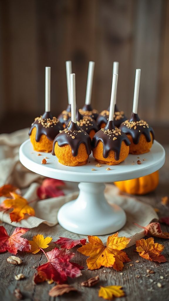 pumpkin chocolate cake pops