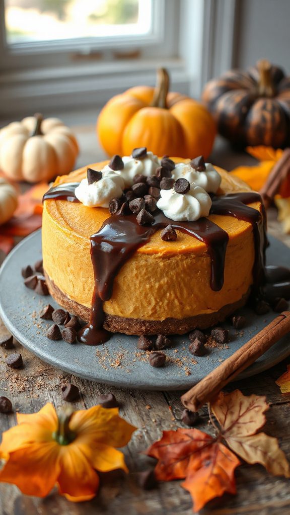 pumpkin chocolate chip cheesecake
