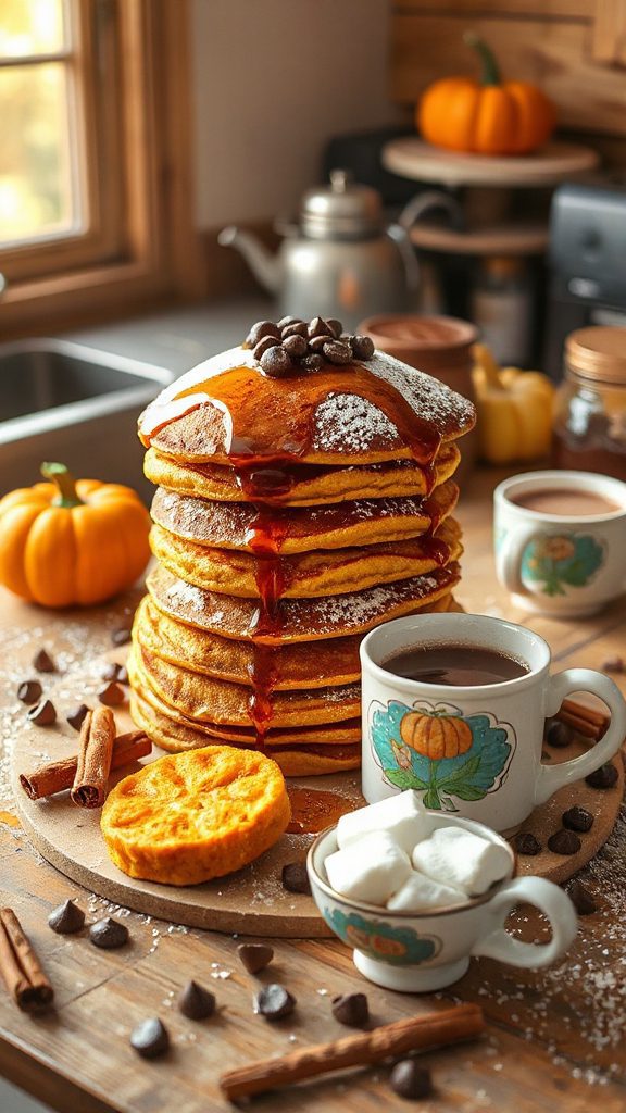 pumpkin chocolate chip pancakes