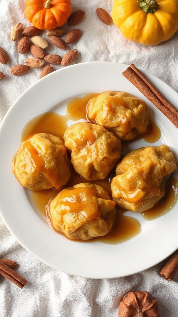 pumpkin dumplings with cinnamon drizzle