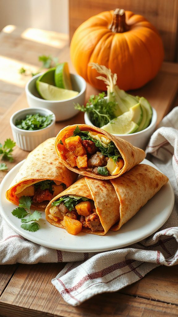 pumpkin fennel breakfast burritos