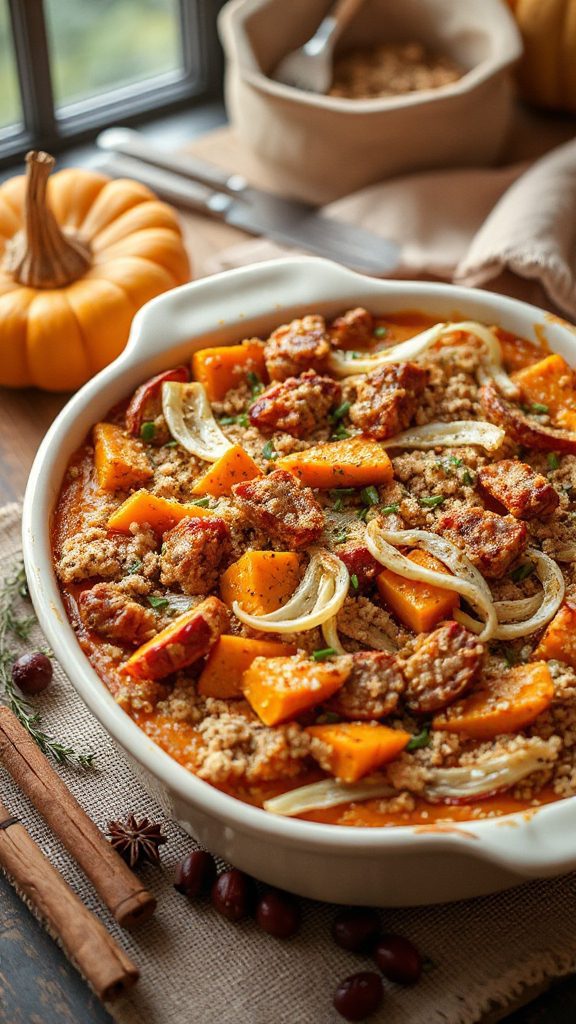 pumpkin fennel sausage casserole