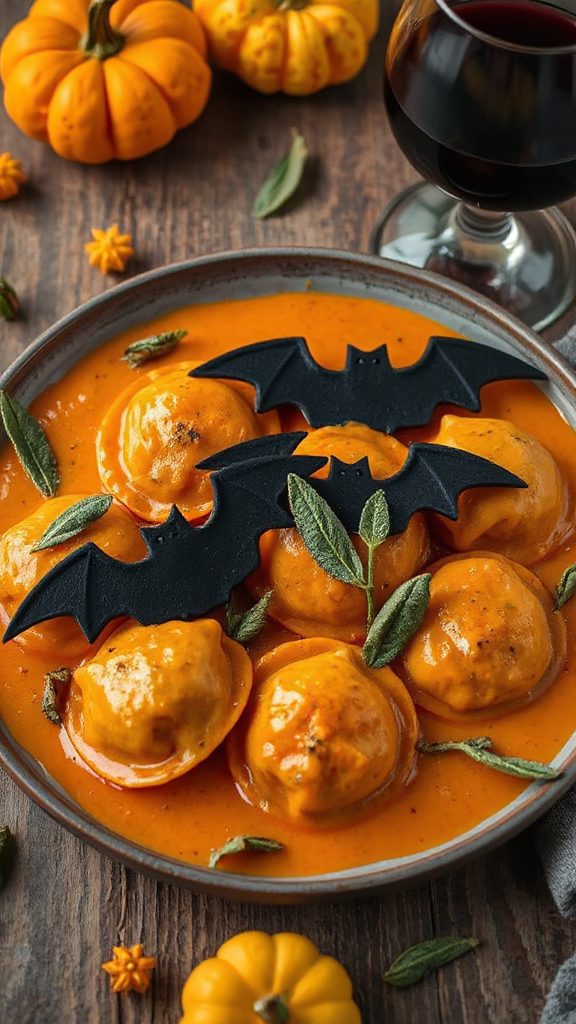 pumpkin filled ravioli in sage