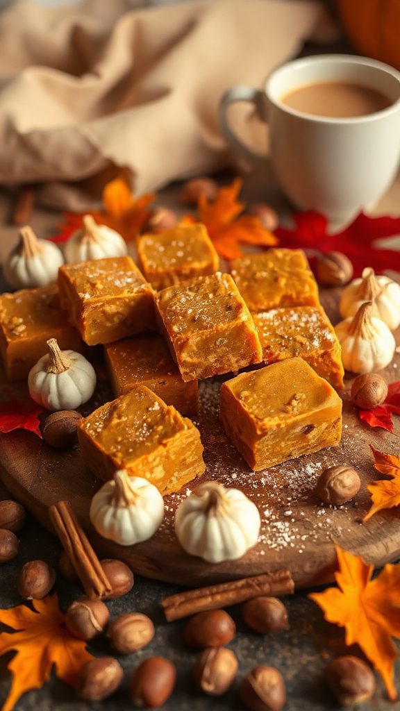 pumpkin flavored creamy fudge squares