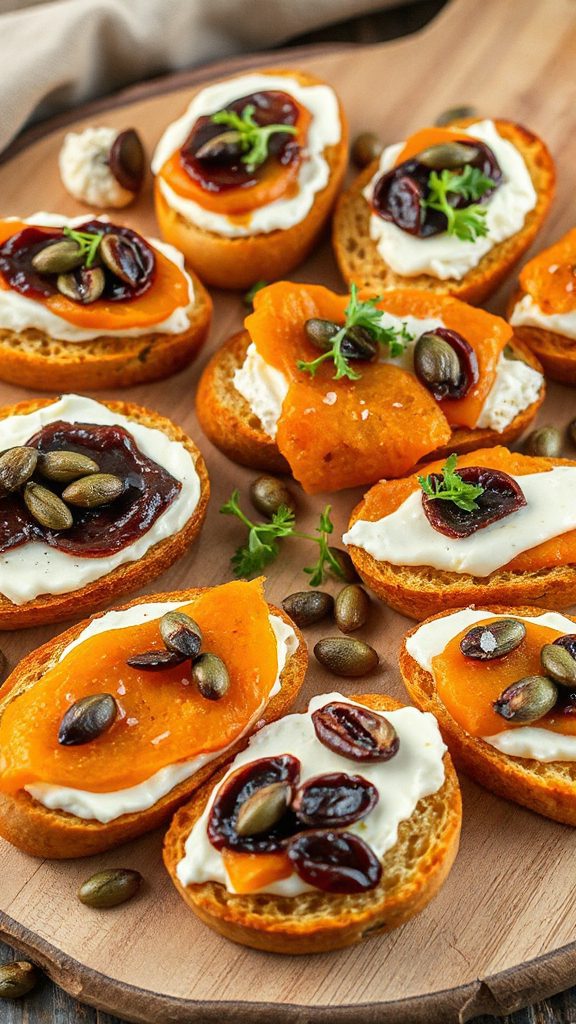 pumpkin garlic goat cheese tartine