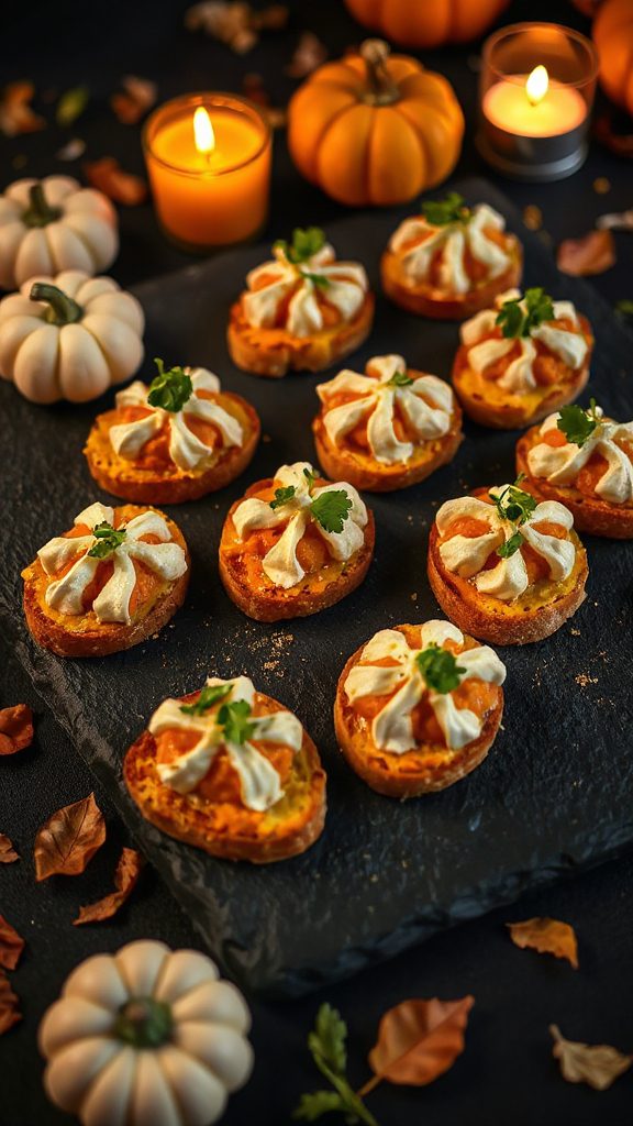 pumpkin goat cheese crostini