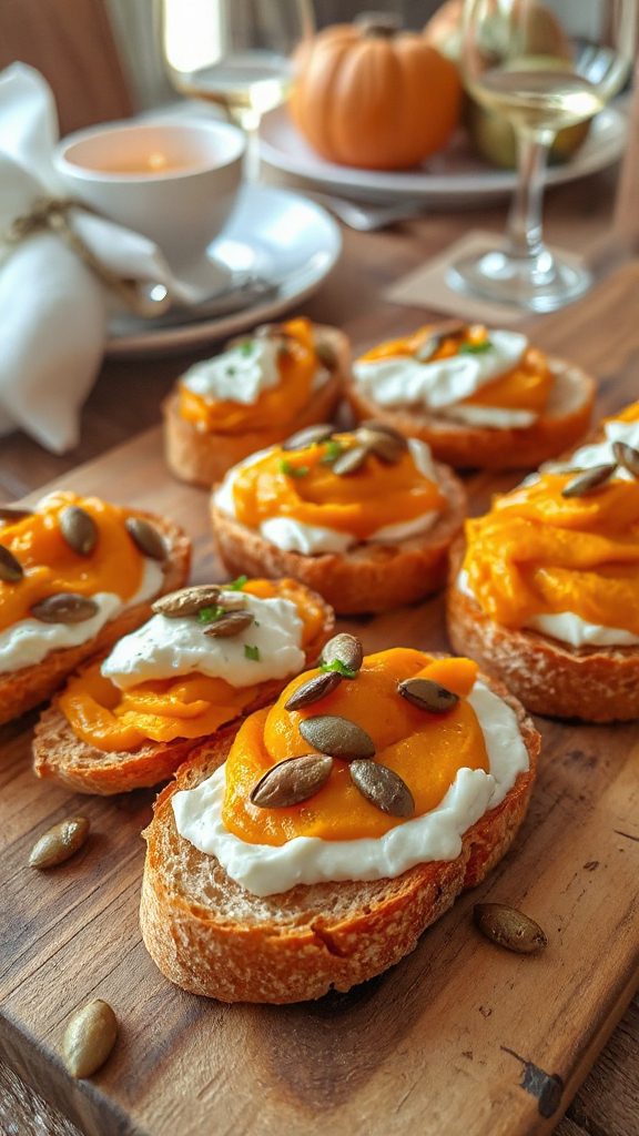 pumpkin goat cheese crostini