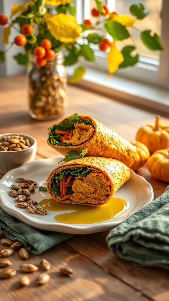 pumpkin hummus vegetable wrap