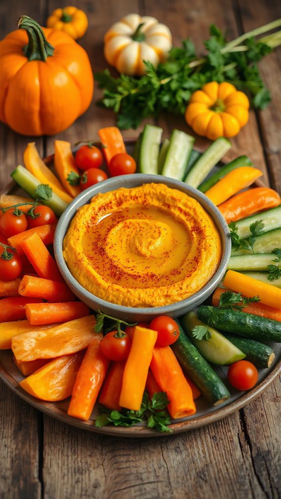 pumpkin hummus with veggies
