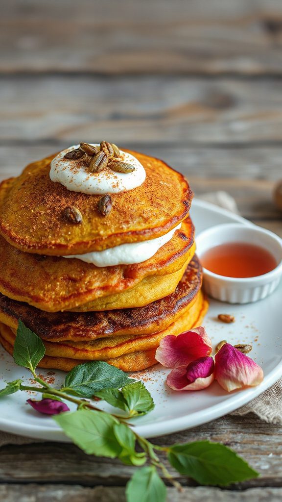 pumpkin miso rose water pancakes