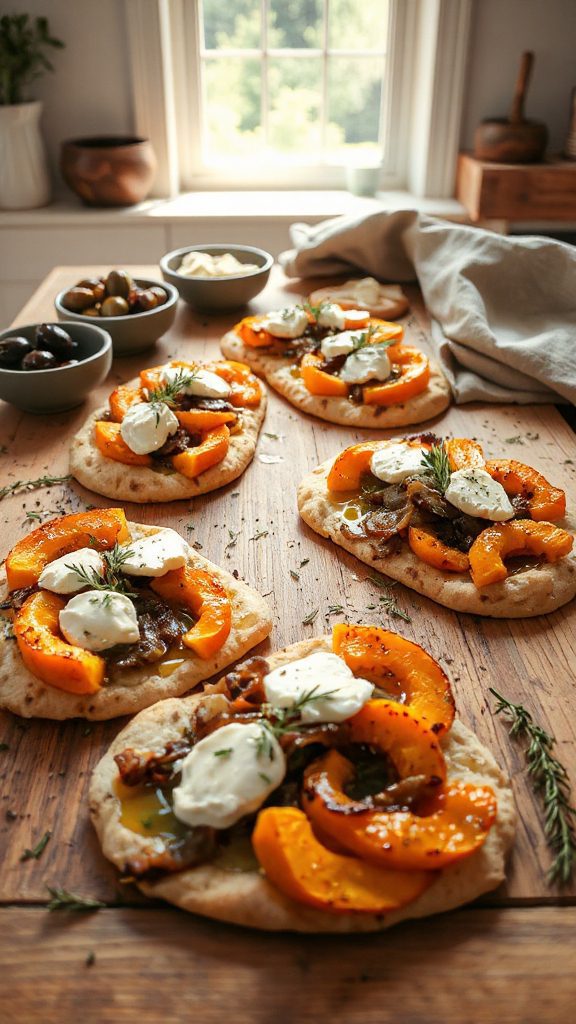 pumpkin onion mediterranean flatbread