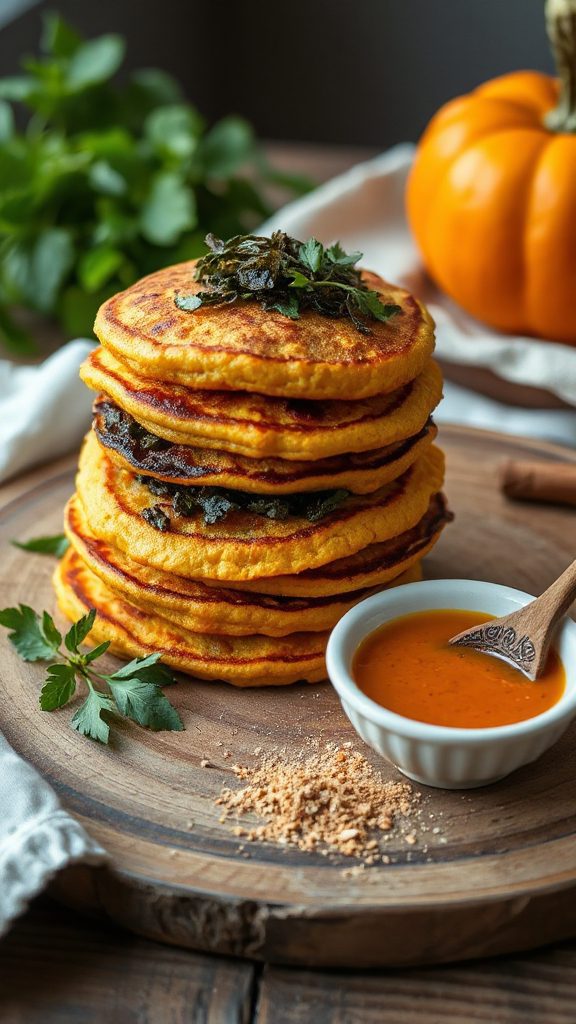 pumpkin pancakes with seaweed