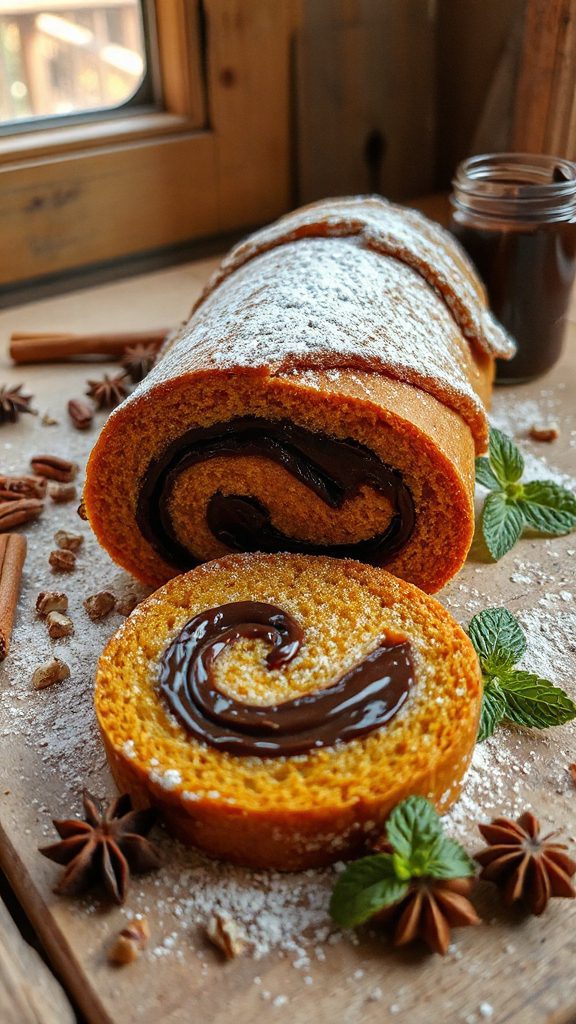 pumpkin roll with ganache