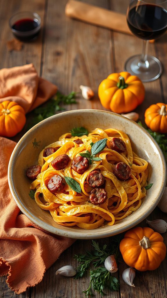 pumpkin sausage fettuccine recipe