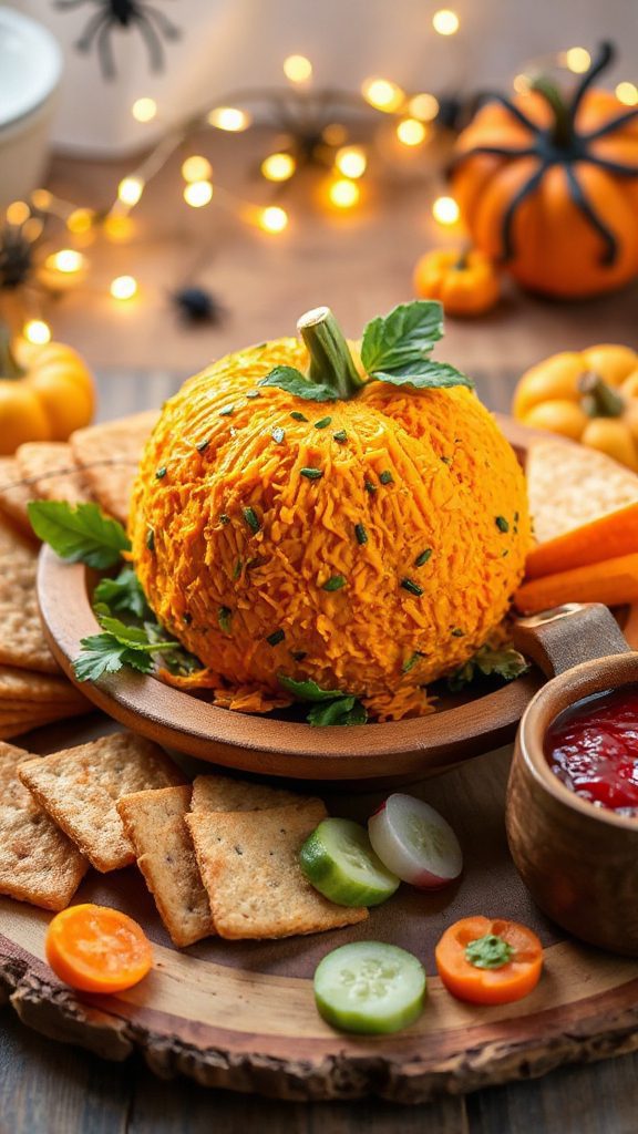 pumpkin shaped cheese ball appetizer