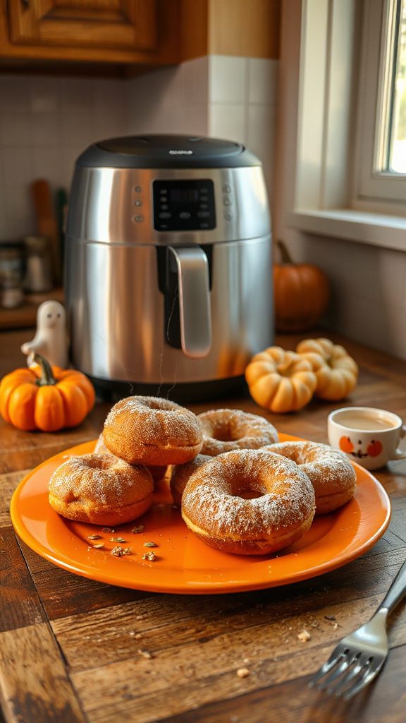 pumpkin spice air fryer donuts