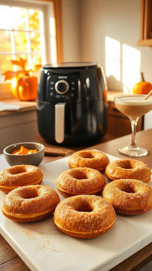 pumpkin spice air fryer donuts