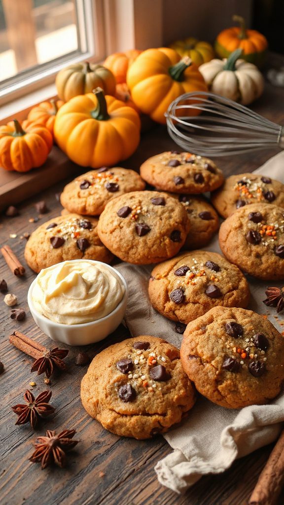 pumpkin spice chocolate chip cookies