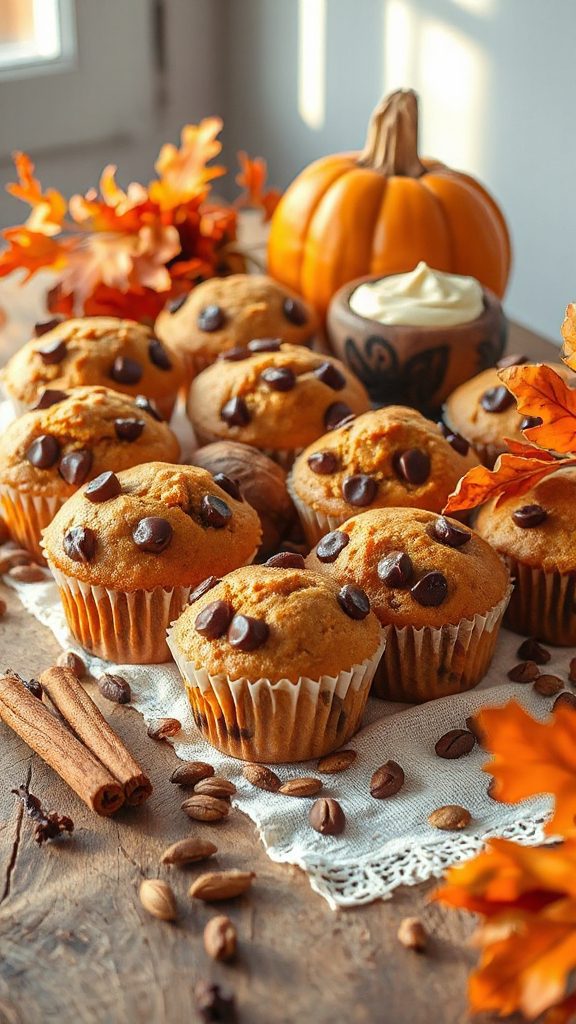 pumpkin spice chocolate muffins