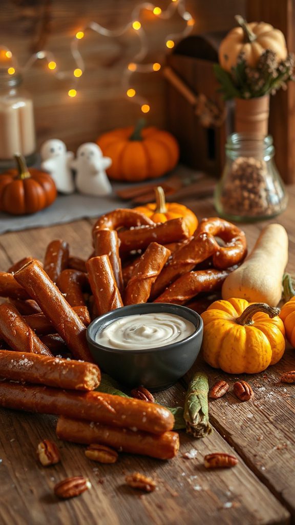 pumpkin spice coated pretzels