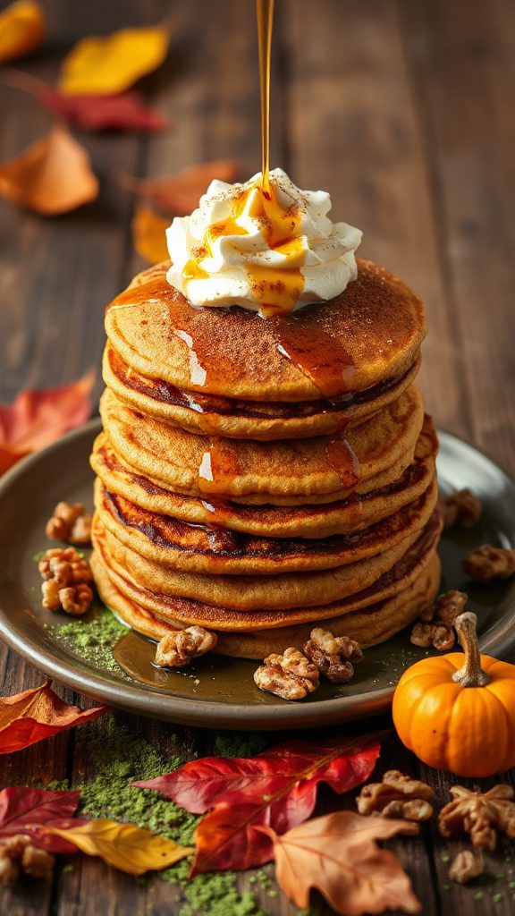 pumpkin spice matcha pancakes