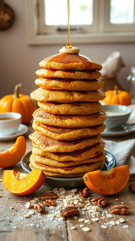 pumpkin spiced whole wheat pancakes