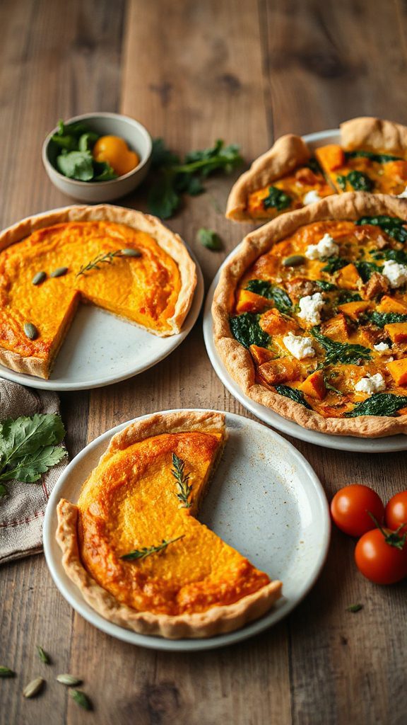 pumpkin spinach almond quiche recipe
