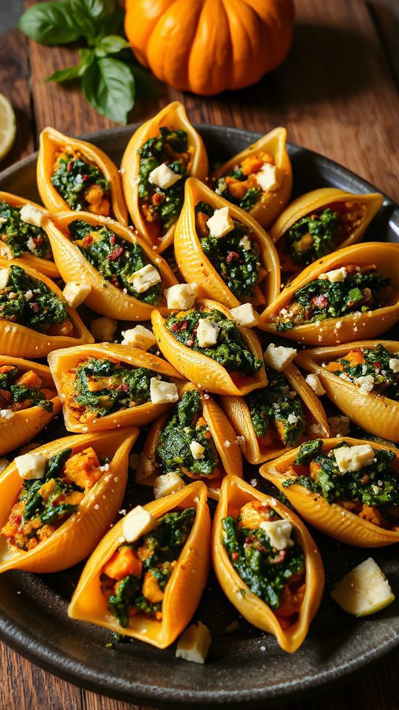 pumpkin spinach pesto stuffed shells