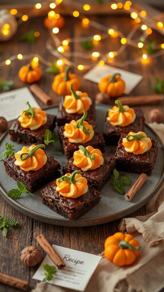 pumpkin themed chocolate brownies