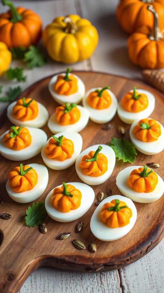 pumpkin themed deviled eggs