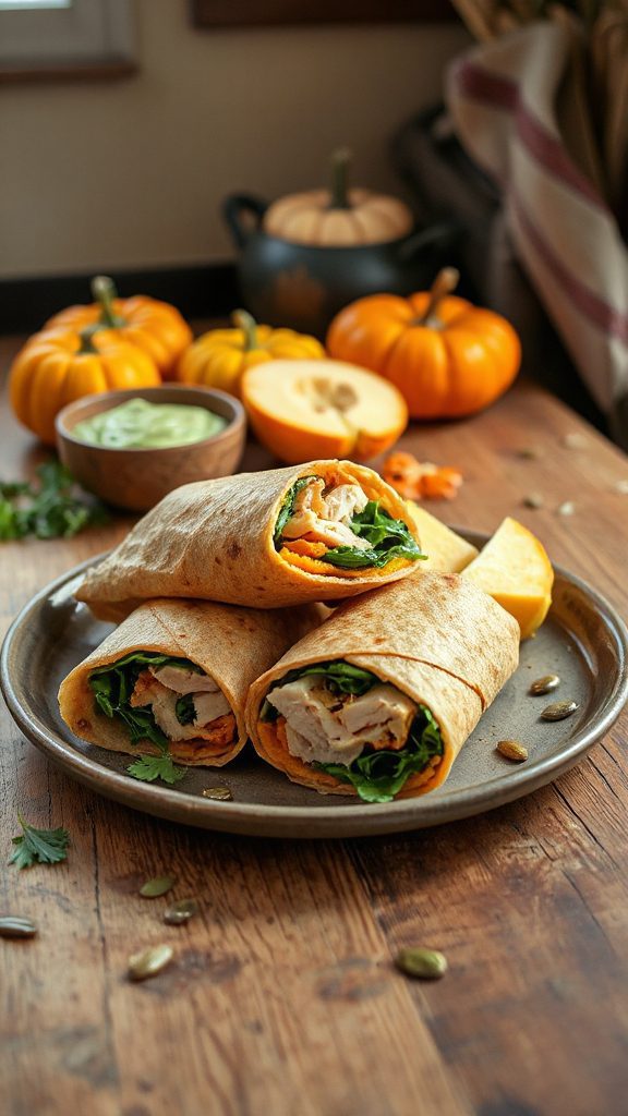 pumpkin turkey lunch wraps