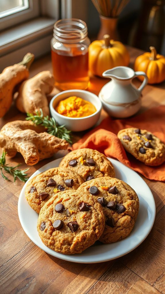 pumpkin turmeric chocolate chip cookies