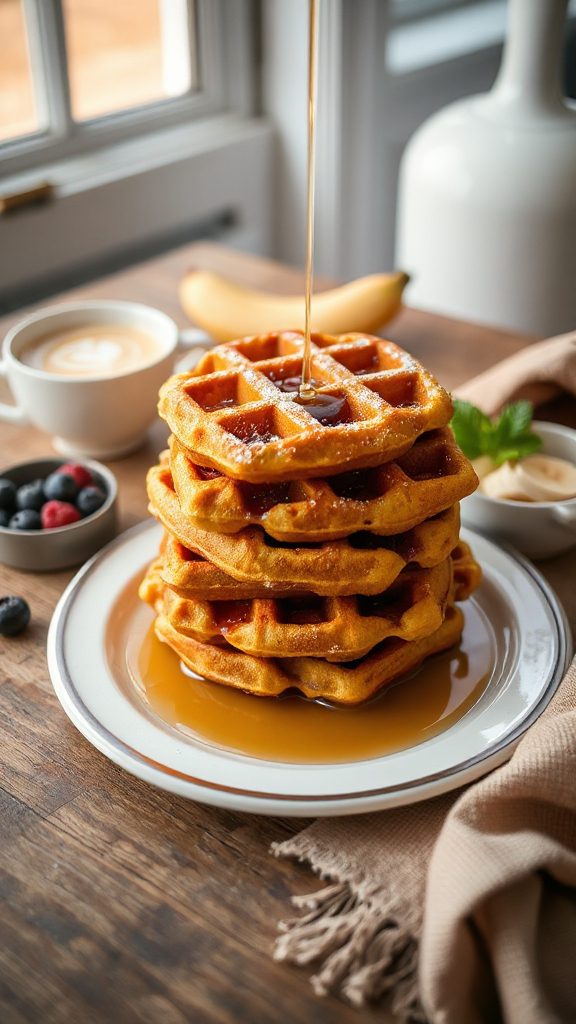 pumpkin waffles with syrup
