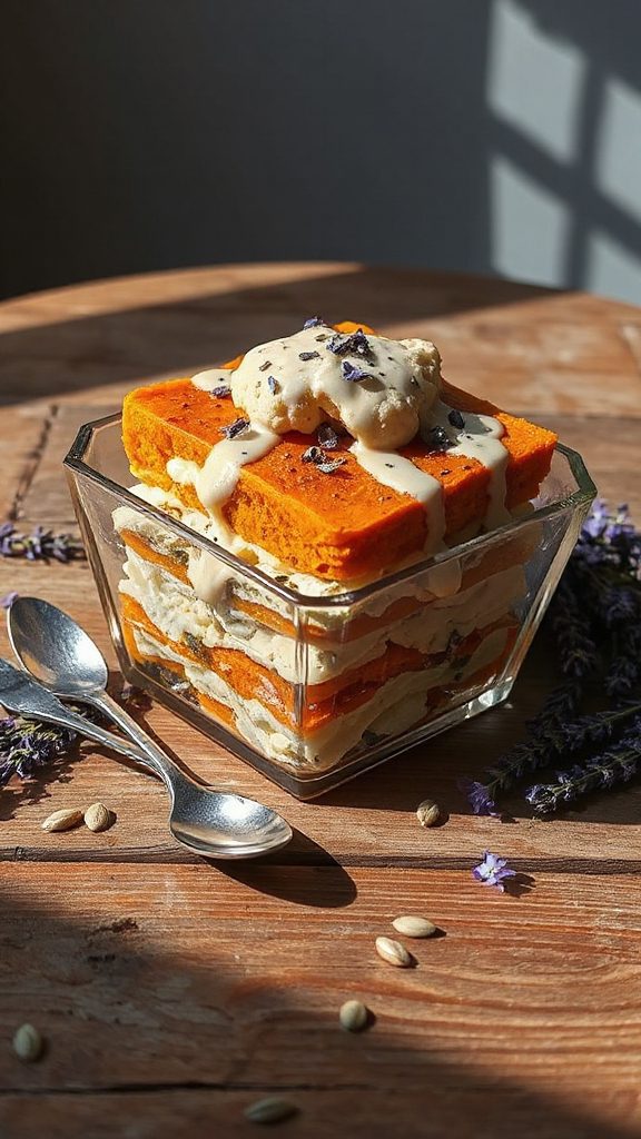 raw vegan lavender pumpkin lasagna