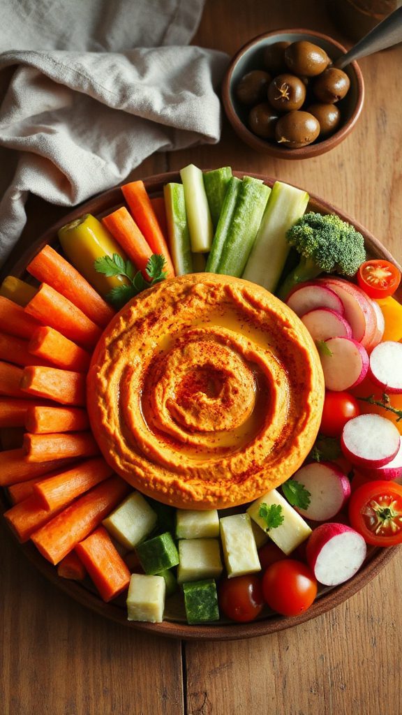 roasted pepper hummus platter