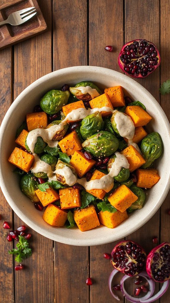 roasted pumpkin brussels sprout salad