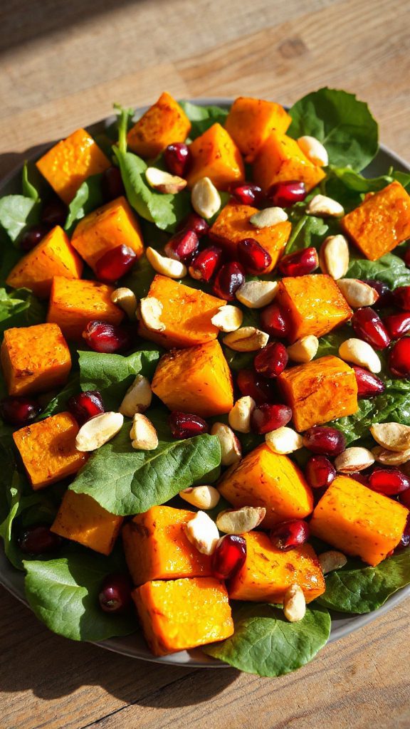 roasted pumpkin pomegranate salad