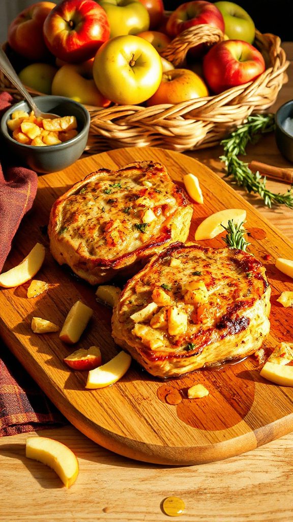 savory apple cheddar pork chops
